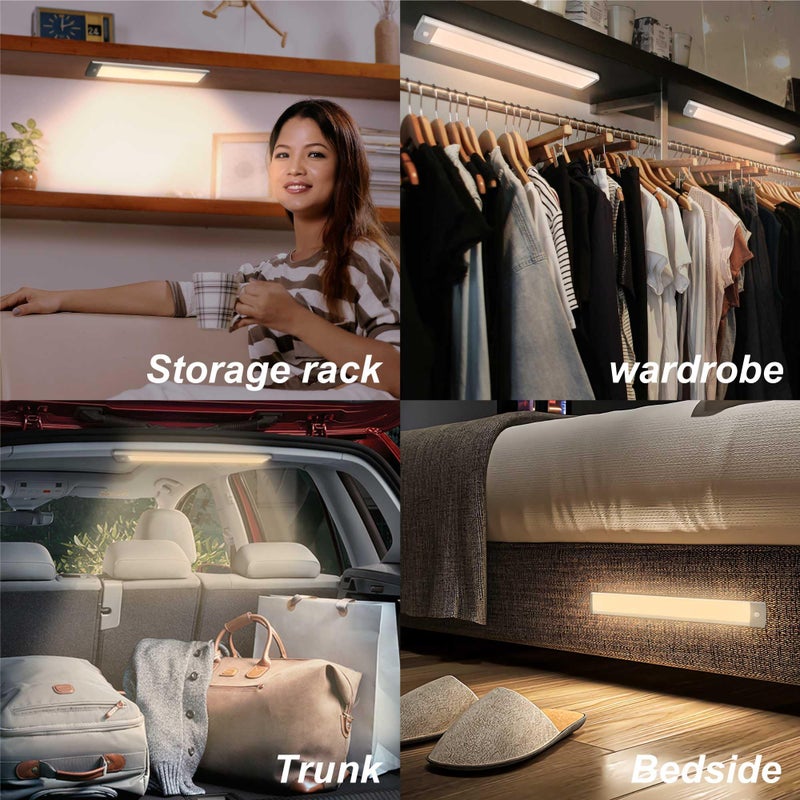 LEPOTEC 2 Pack Under Cabinet Lighting,54 LED Motion Sensor Light Indoor,2500mah Rechargeable Under Counter Lights Wireless,Magnetic Battery Operated Closet Night Lights for Kitchen,Bedroom,Stairway - Image 4